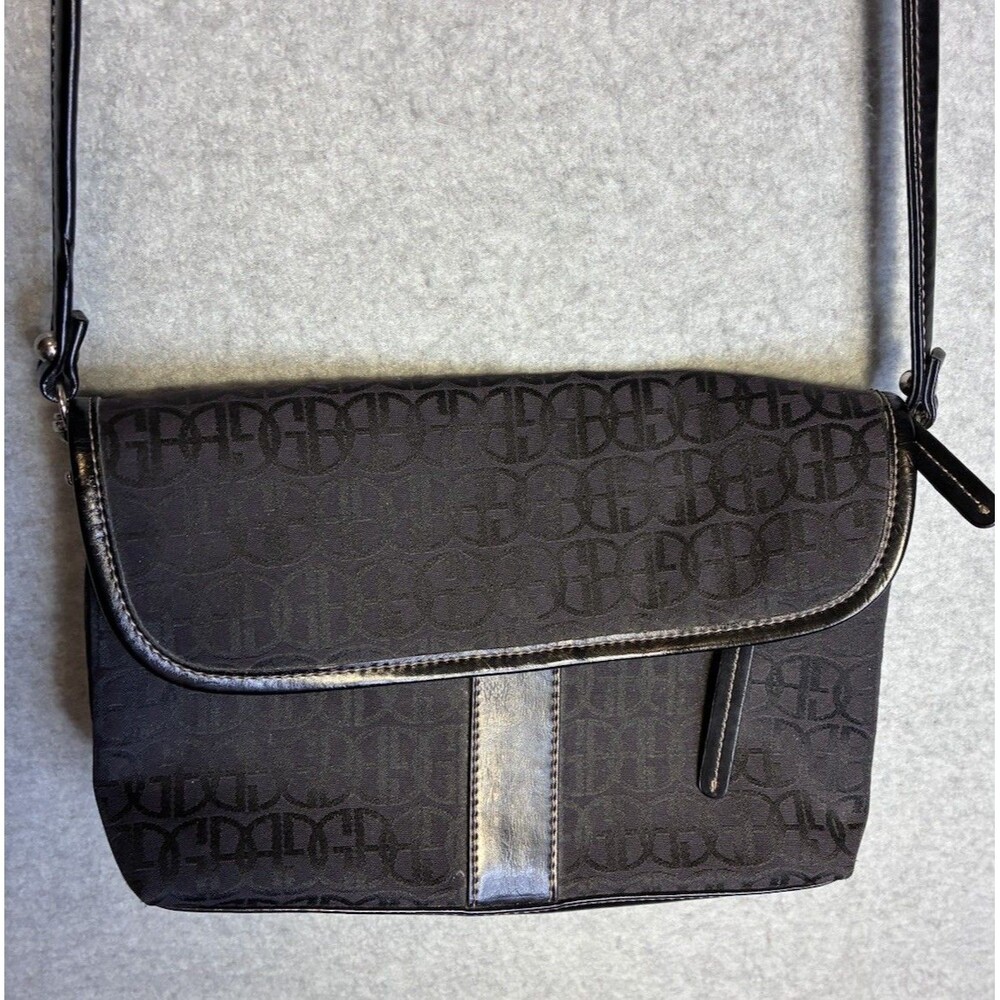 Giani Bernini Y2K 90s Purse Shoulder Bag Black VTG Monogram Baguette Pockets